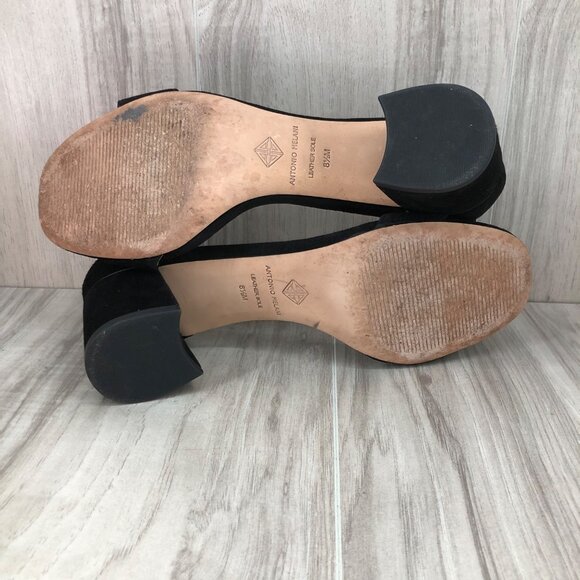 Antonio Melani Sandals Womens 8.5M Odella Black Suede Buckle Ankle Strap Heeled - Picture 13 of 13